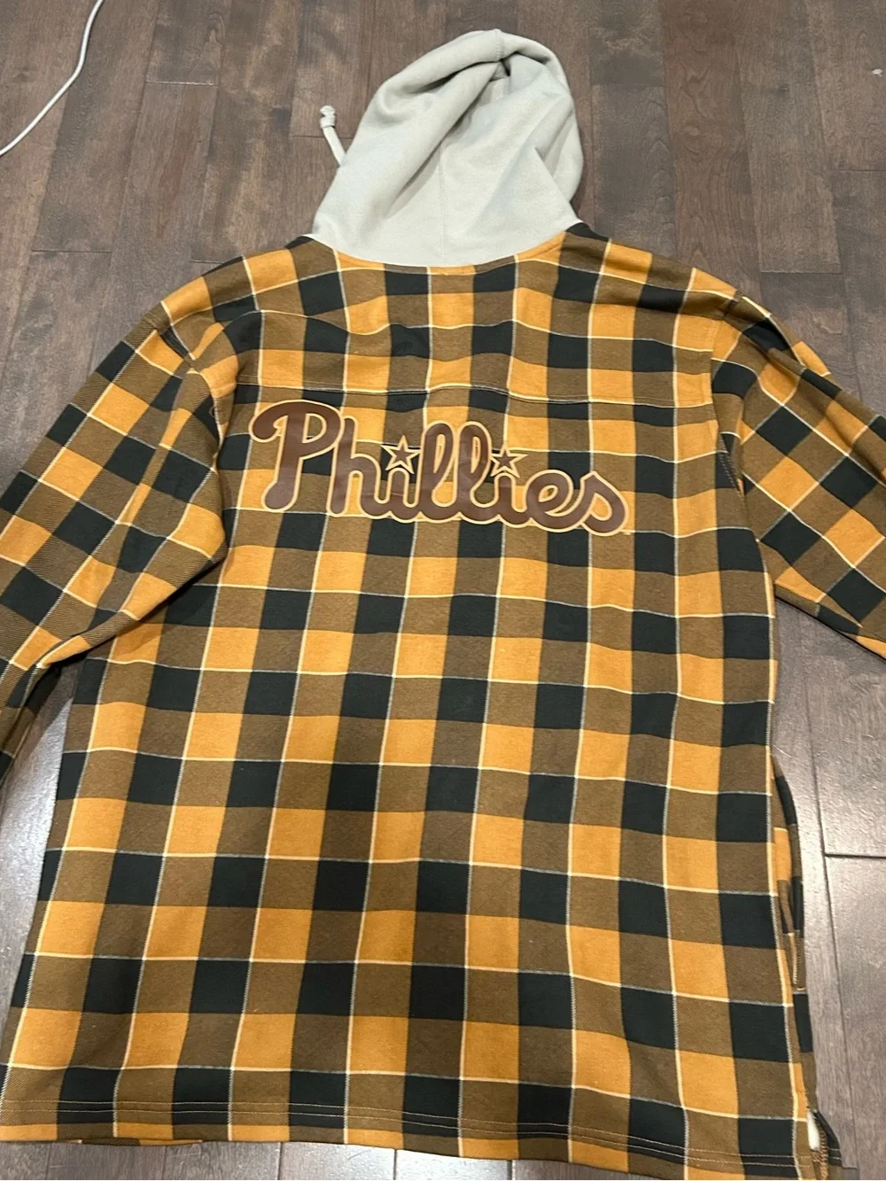 Phillies MLB official Merchandise Plaid Hooded flannel Jacket